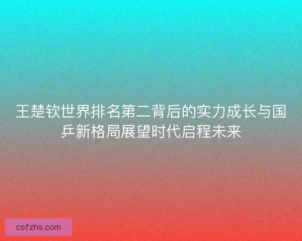 王楚钦世界排名第二背后的实力成长与国乒新格局展望时代启程未来