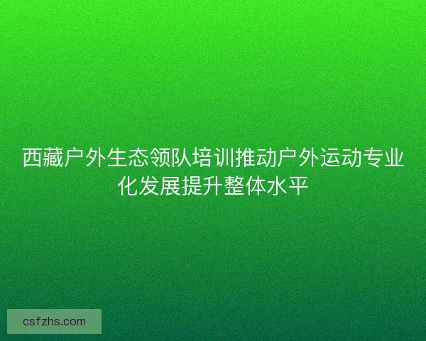 西藏户外生态领队培训推动户外运动专业化发展提升整体水平 西藏户外生态领队培训推动户外运动专业化发展提升整体水平