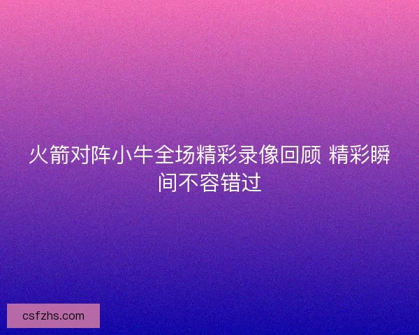 火箭对阵小牛全场精彩录像回顾 精彩瞬间不容错过