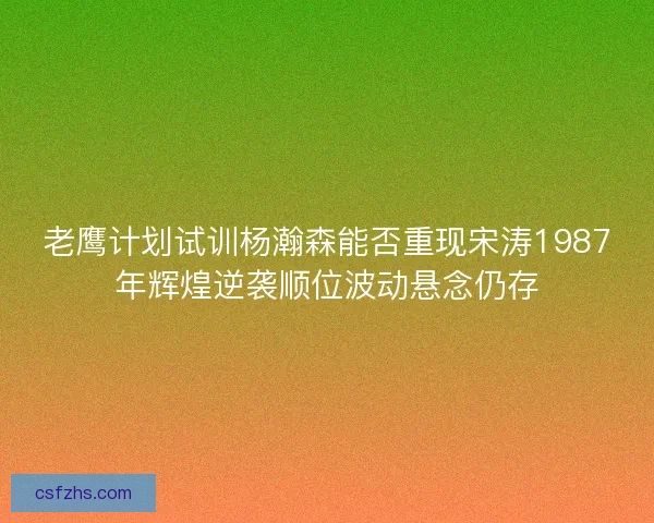 老鹰计划试训杨瀚森能否重现宋涛1987年辉煌逆袭顺位波动悬念仍存 老鹰计划试训杨瀚森能否重现宋涛1987年辉煌逆袭顺位波动悬念仍存