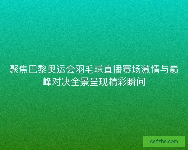 聚焦巴黎奥运会羽毛球直播赛场激情与巅峰对决全景呈现精彩瞬间